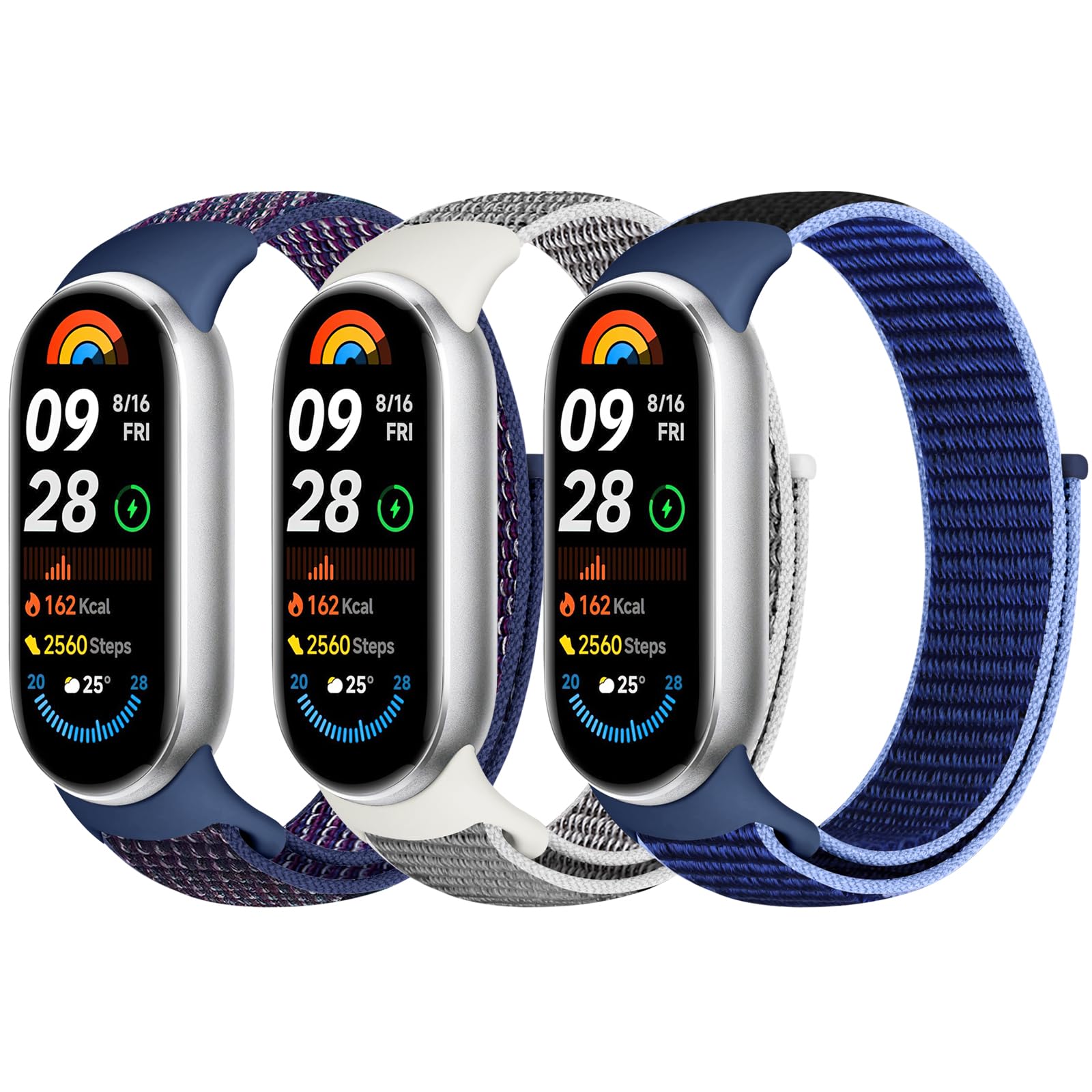 Bcuckood Nylon Sport Armband Kompatibel mit Xiaomi Smart Band 10/9/8 für Damen Herren Weiches Verstellbares Atmungsaktives Uhrenarmband Solo Loop Ersatzarmband für Xiaomi Mi Band 9/8