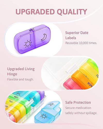 Miniatura 5 de Organizador semanal de pastillas 2 veces al día con apertura grande del mismo lado para facilitar el llenado y recuperación, seguimiento del color 7