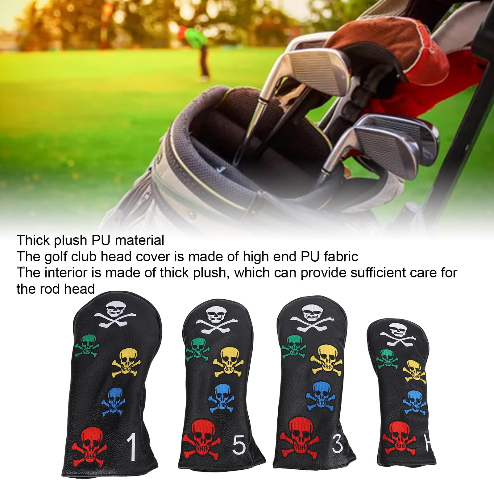 Golf-Schlägerkopfhülle, 4 Stück, Totenkopf-Skelett, Golfschläger-Schlägerhauben, Golf-Putter-Abdeckung, Schutz Für Hölzer, Eisen, Stangen