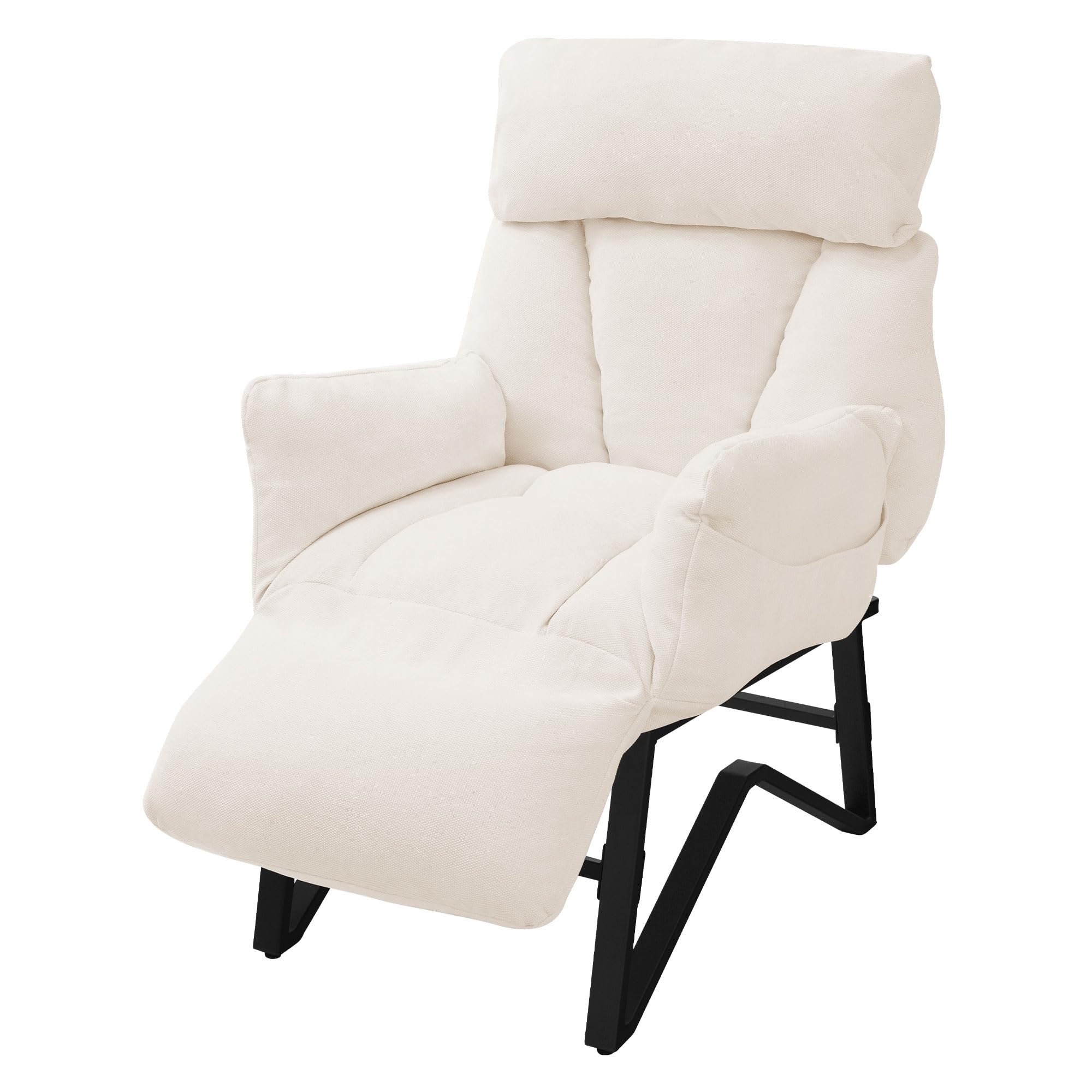 ML-Design Sillón de Relax Reclinable Beige Asiento de Salón con Funda de Lino Butaca de TV Moderno Ajustable con Resposabrazos, Reposapíes, Bolsillos Laterales Sofá Tapizado Individual de Lectura