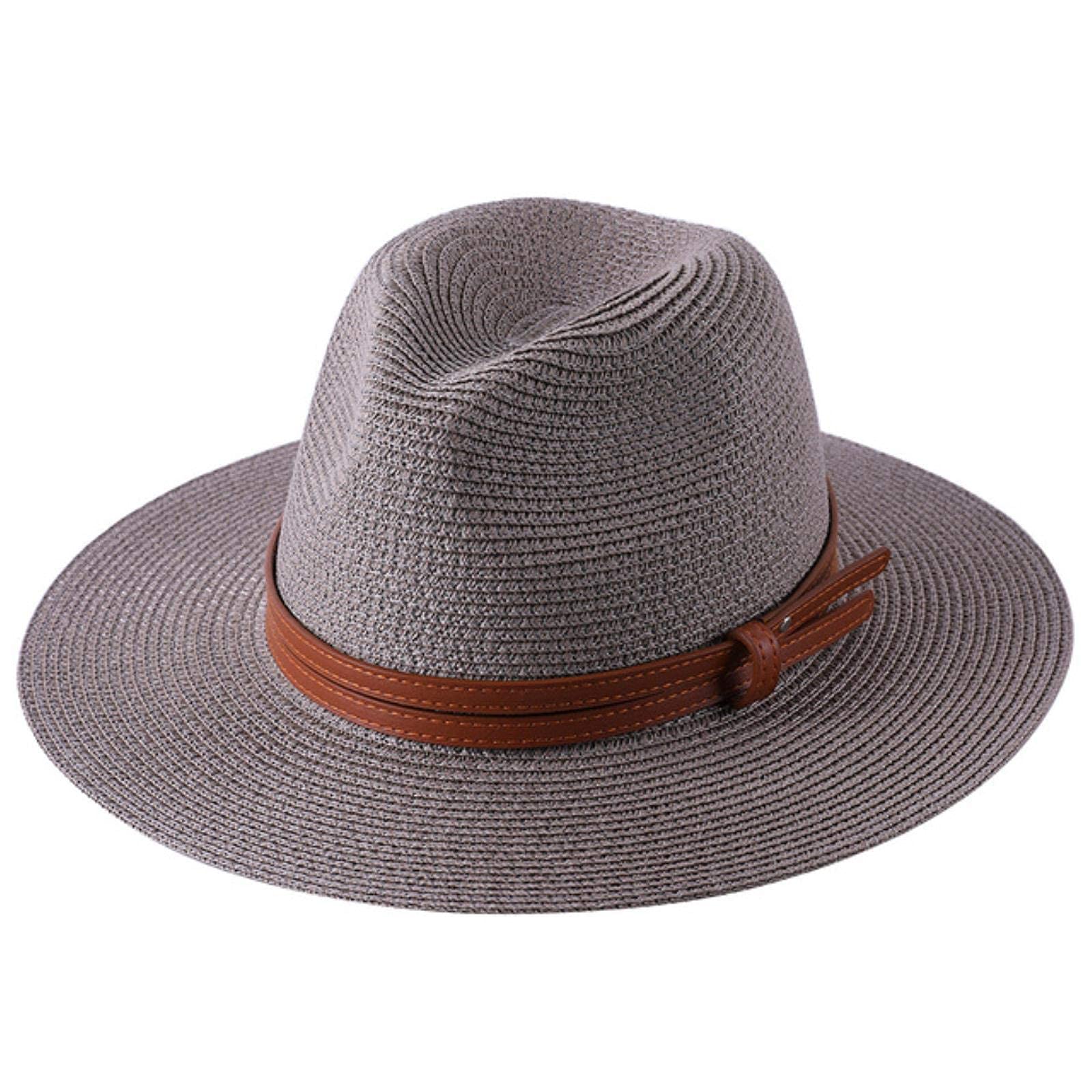 Sombrero de Paja Natural Suave para Mujer, de ala Ancha, para Playa, con protección UV, Color Caqui A