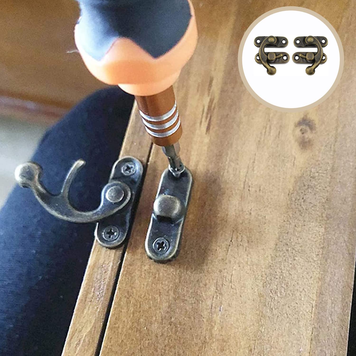 20 Pezzi Bronzo Hasp, Hasp Antico Legno, 40 Pezzi Cerniere Per Scatola, Con Viti, Per Artigianato Retrò, Come Scatole Retrò In Legno, Scatole Regalo, Scatole Per Vino, Cassette Per Attrezzi
