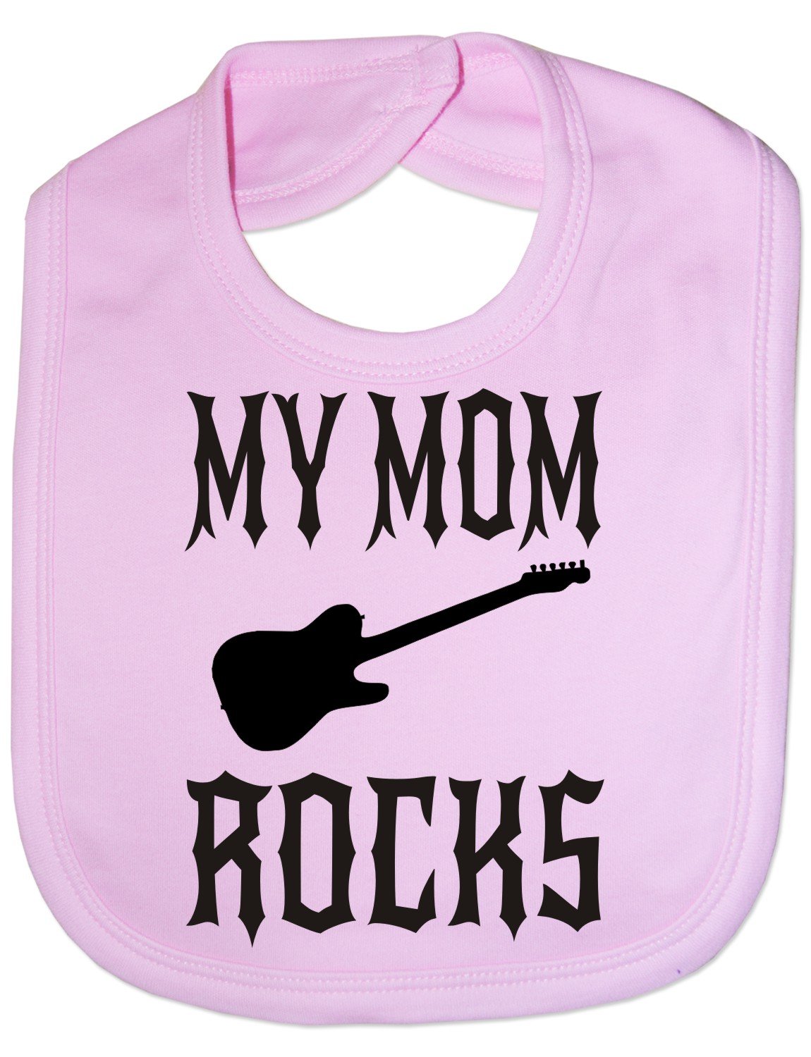 Print4u Pink My Mom Rocks - Funny Baby/Toddler/Newborn Bib - Baby Gift
