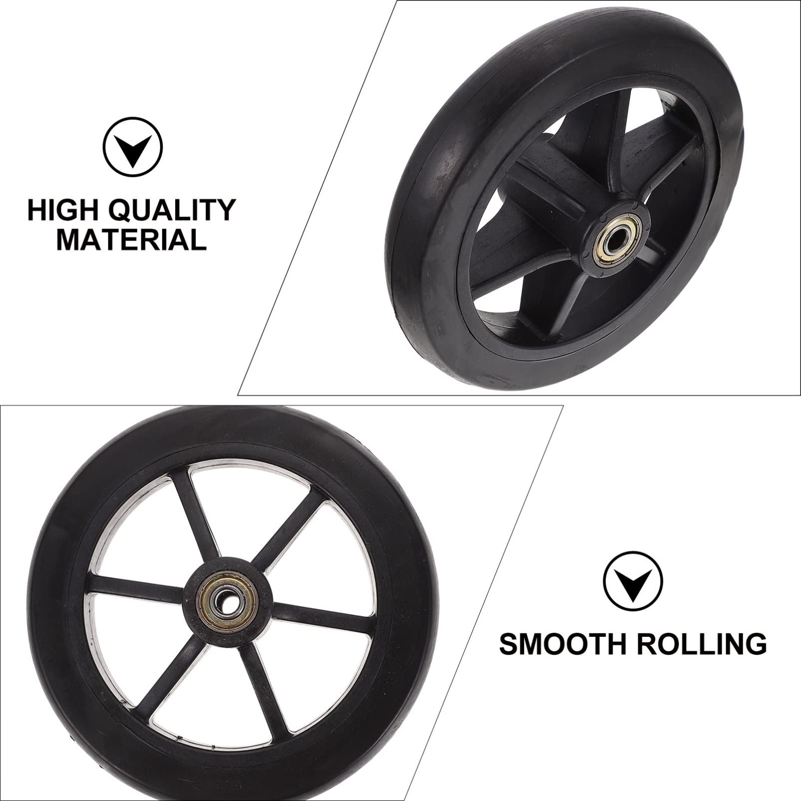 HEMOTON Heavy Duty Wheelchair Front Wheel Replacement Set 8 Inch Universal Castor Wheels for Wheelchairs and Walkers Non-Slip Wear-Resistant Indoor Outdoor - Image 2