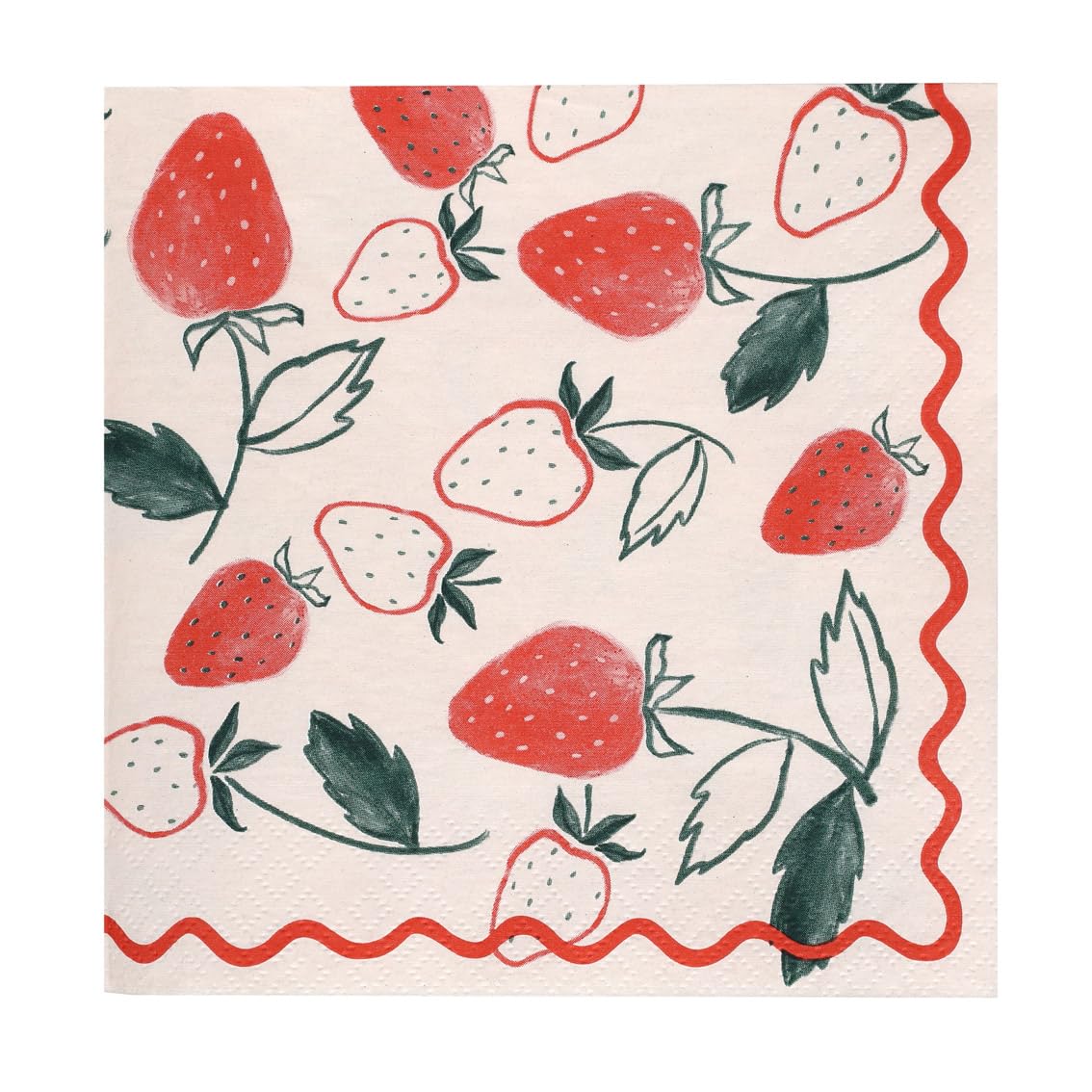 Talking Tables 20 x Strawberry Napkins | 33 cm Paper Serviettes for Wimbledon, Birthday, Baby Shower, Summer Picnic, Garden Party, Decoupage, 3 Ply