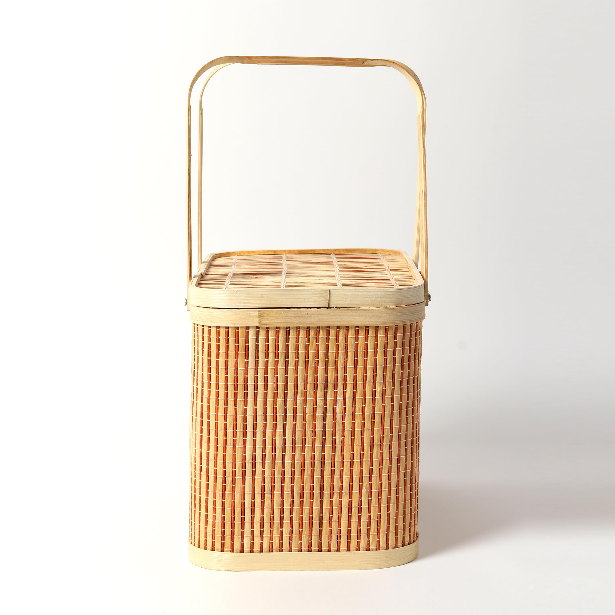 Handcrafted Bamboo Picnic Basket - Perfect for Outdoor Dining -5