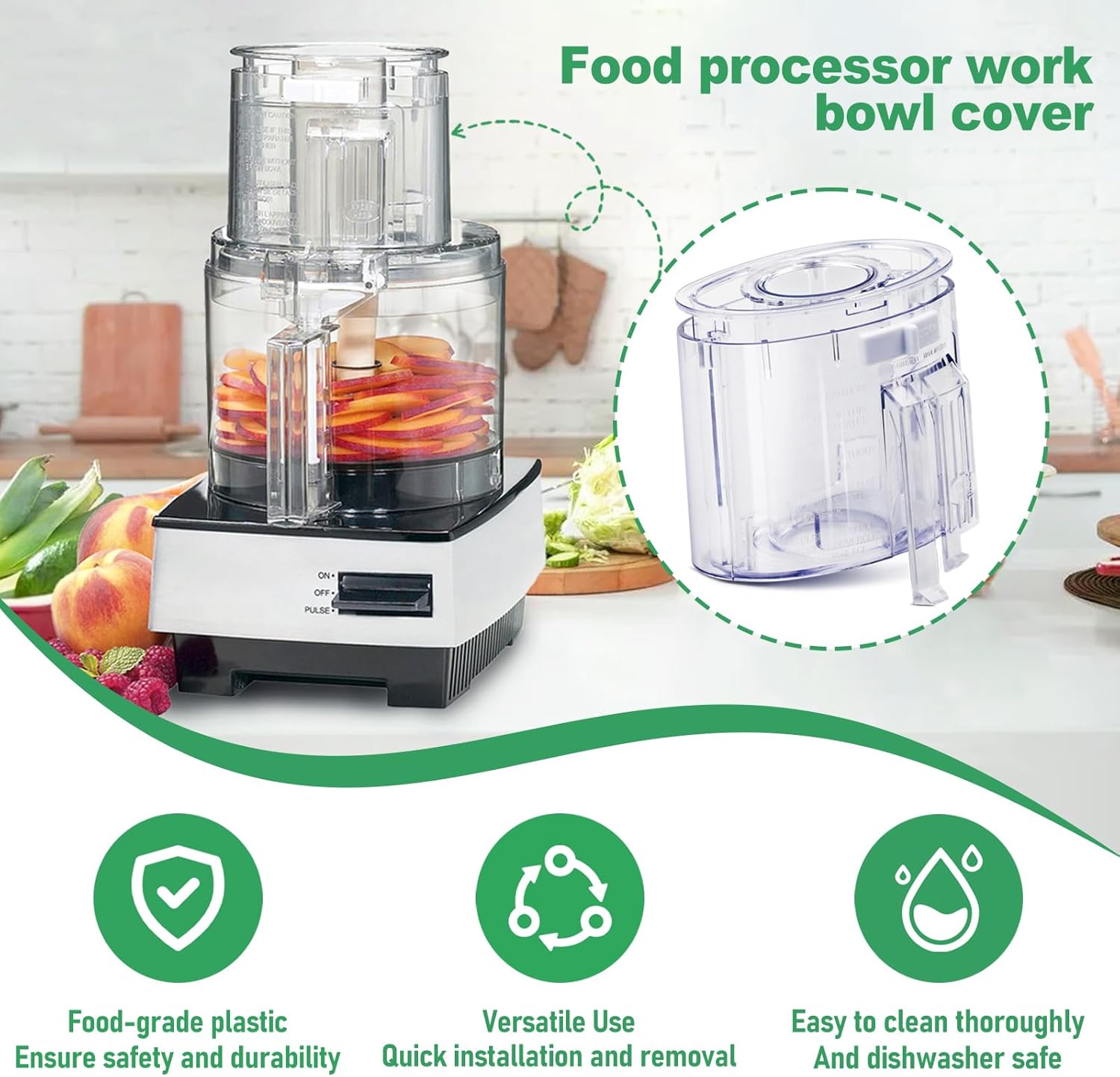 Replacement 7-Cup Pusher & Sleeve Assembly for Cuisinart DLC-10 & DFP-7 Series | Fits DLC-118BGTXT1, DLC-117BGTXT-1, FP-631AGTXT-1 Food Processor Work Bowl