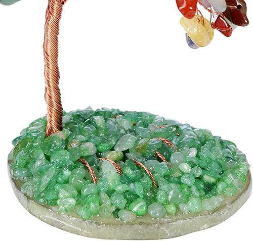 Miniatura 6 de Jovivi Árbol de cristal de 7 chakras, cristales curativos, árbol de dinero en base de ágata con alambre de cobre caído, adorno de árbol de la vida