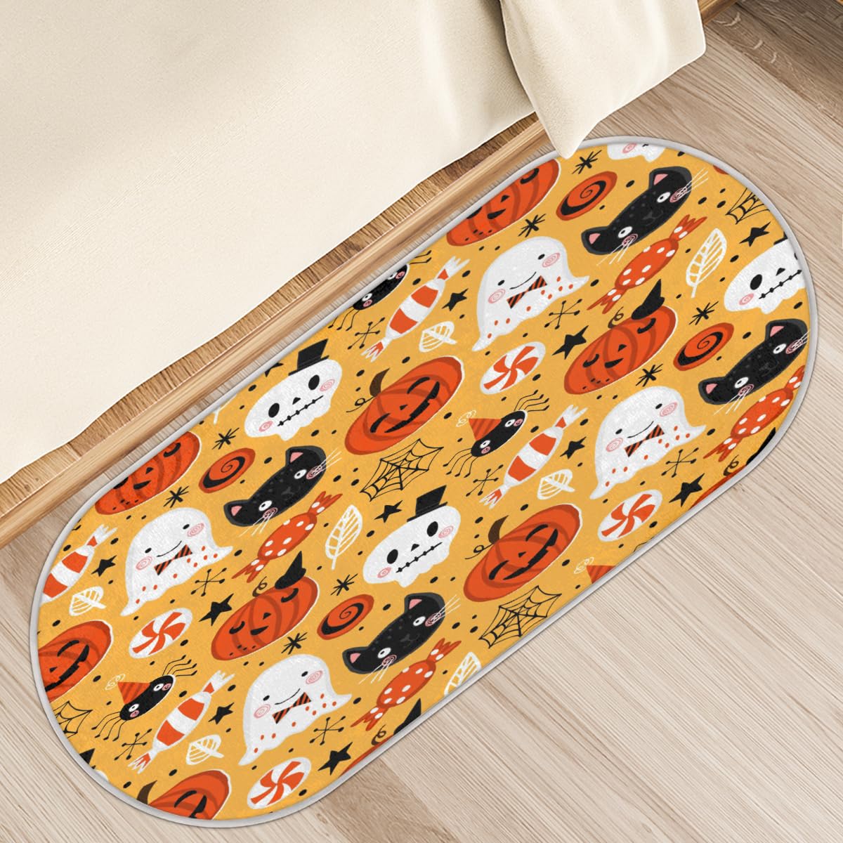Tapis d'Halloween antidérapant à poils longs doux pour la cuisine