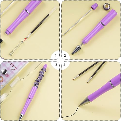 Miniatura 4 de jiebor 100 bolígrafos con cuentas, recambios de bolígrafos de tinta negra de 0.039 pulgadas para bolígrafos de cuentas de plástico, suministros de