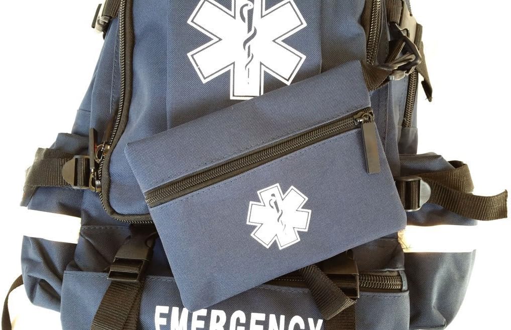 LINE2design First Aid Tactical Bag Kit - EMT Emergency First Responder Rescue Tactical Carry Fully Stocked Large Medical Supplies Medical Backpack Trauma Kit - Paramedic EMS Bags - Navy Blue