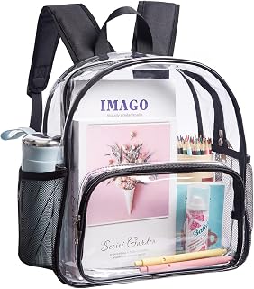 Clear Mini Backpack Stadium Approved, Waterproof and Lightweight Heavy Duty Transparent Backpack for Concert, Security Travel & Stadium