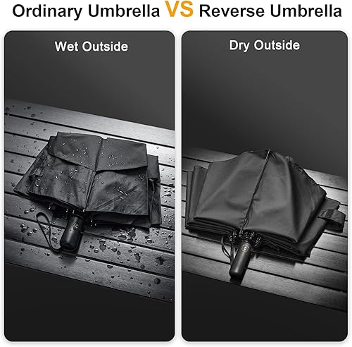 Miniatura 5 de G4Free Paraguas de golf compacto grande de 465462 pulgadas, resistente al viento, 10 varillas, paraguas de viaje inversa para lluvia, doble dosel,
