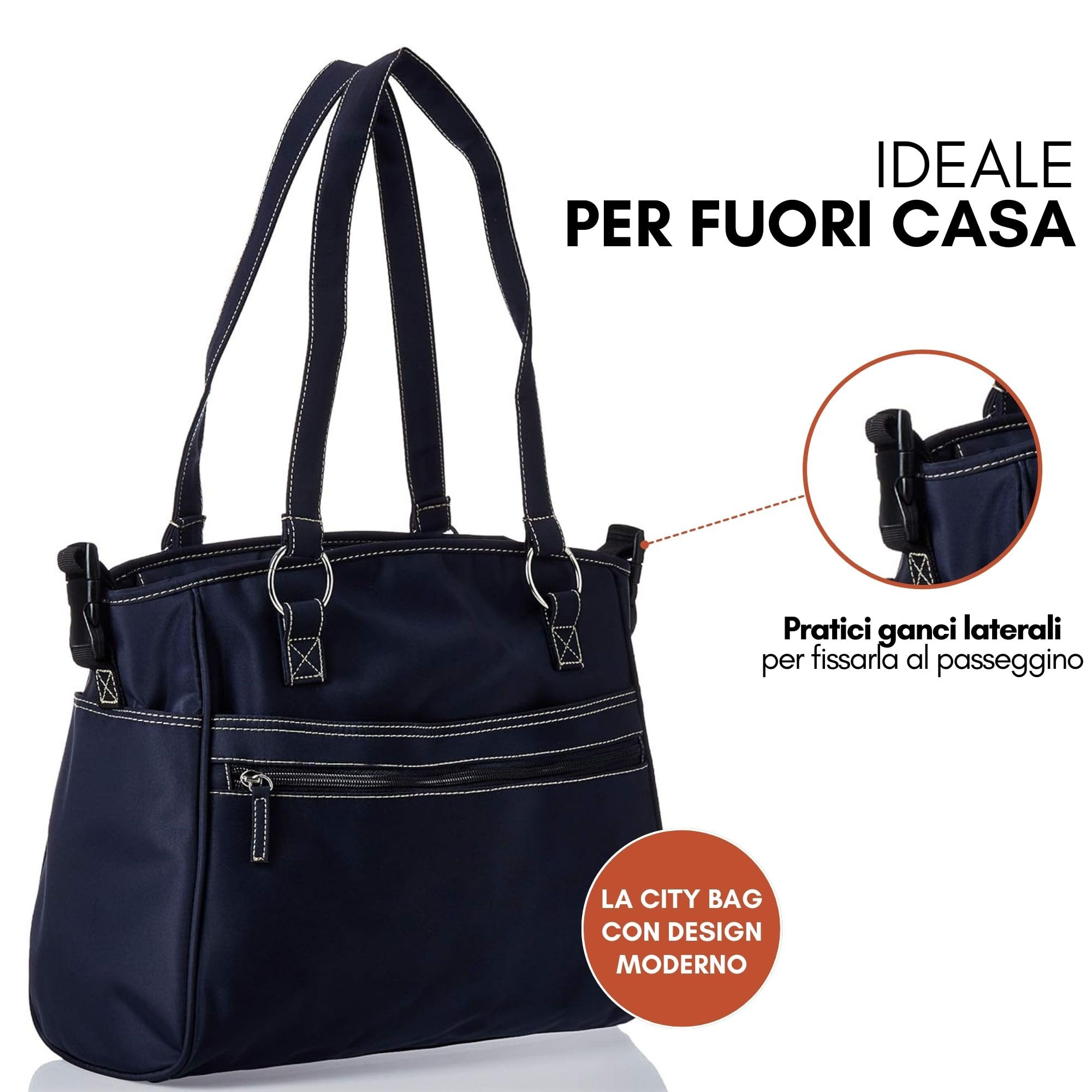 Hauck City Bag Blu Navy Borsa Fasciatoio Portatile con Materassino e Ganci Passeggino