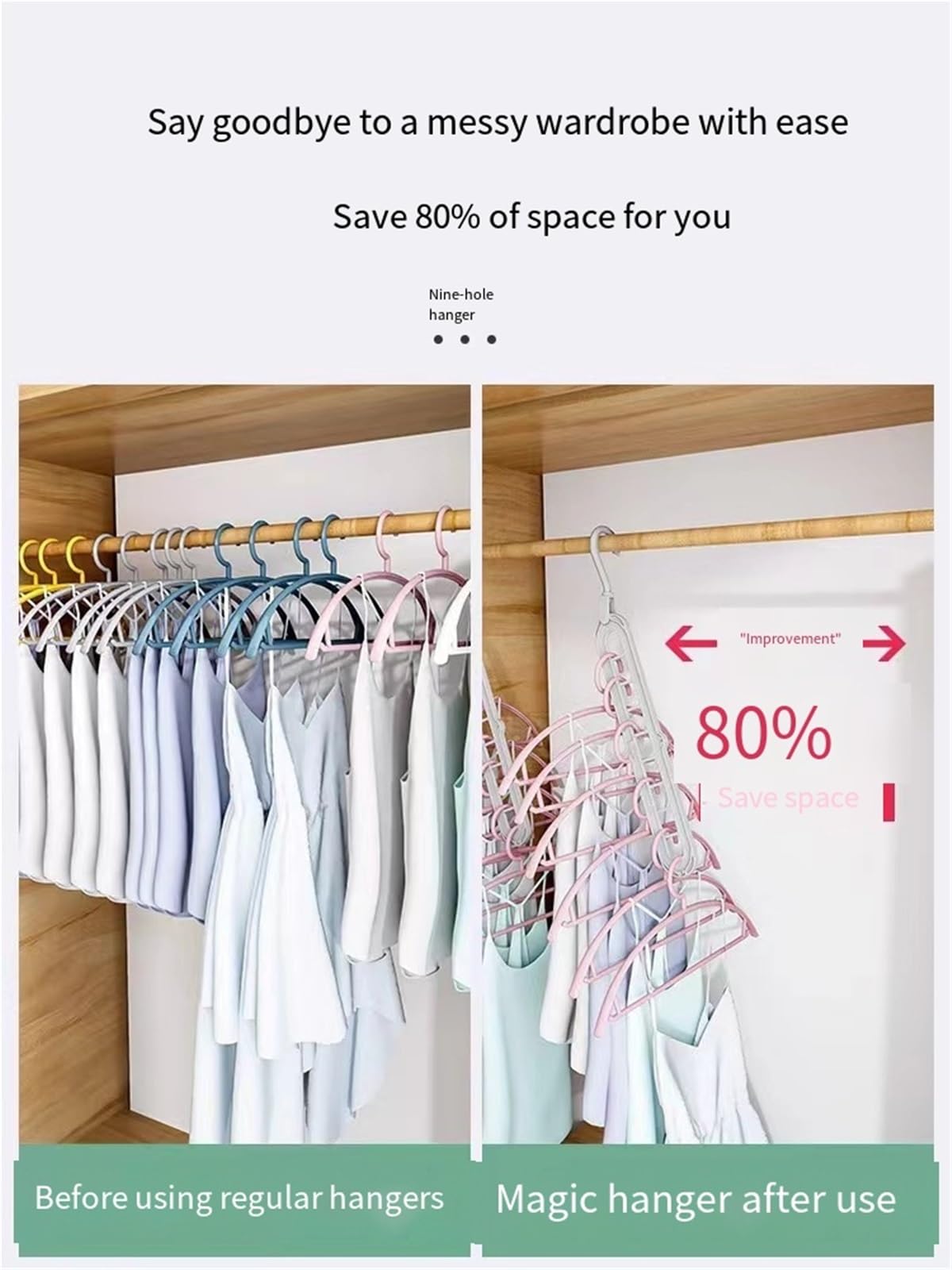 9-in-1 Smart Hanger Pro, platzsparender Kleiderbügel mit 9 drehbaren Anti-Rutsch-Löchern, faltbares Multifunktionsdesign for Kleiderschränke, Schlafsäle und Wohnungen(Gray)