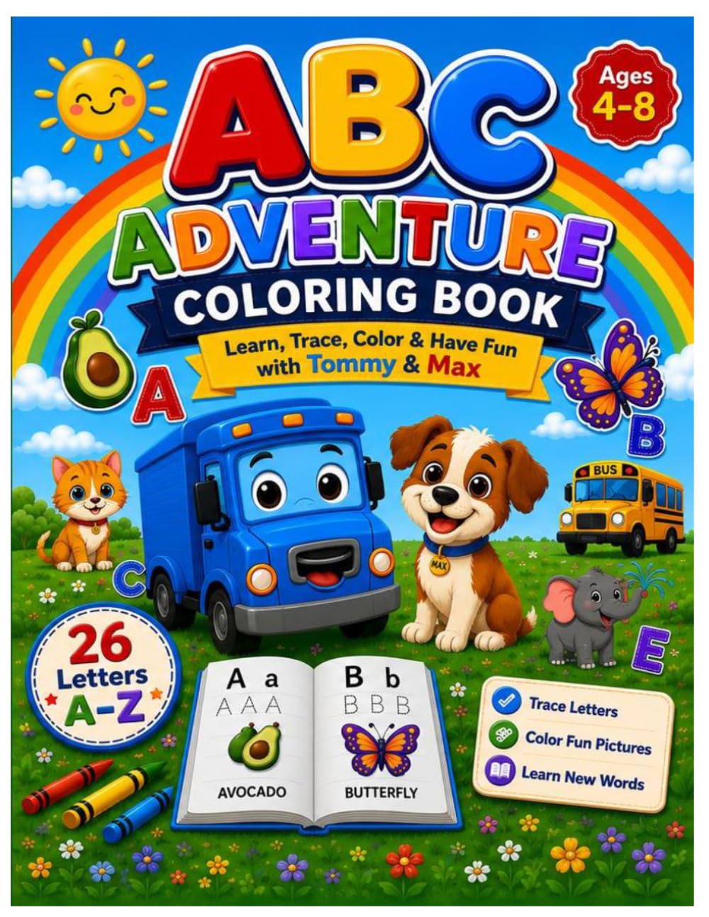 ABC Adventure Coloring Book: Learn, Trace and Color with Tommy & Max