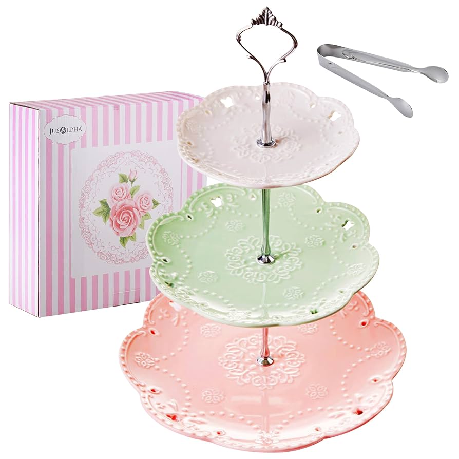 Amazon.com: Jusalpha® 3-Tier Porcelain Cake Stand-Dessert