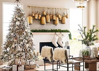 Giant Vintage Rustic Tin Metal Harmony Cow Bells Complete Set of 12 Christmas Huge Rustic Handmade Bells On Jute Rope