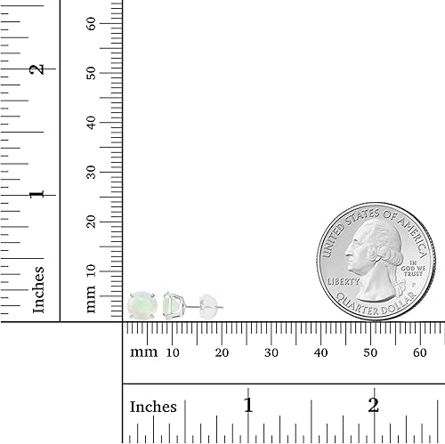 Miniatura 4 de Juego de aretes de broquel de oro amarillo o blanco o rosa macizo de 14 quilates, diámetro de 0.24 pulgadas, con piedra de nacimiento auténtica con