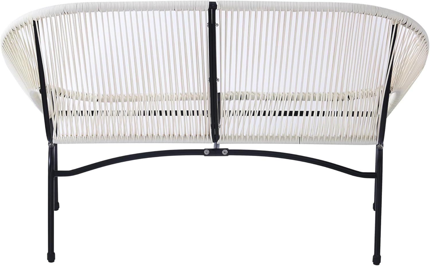 Christopher Knight Home Dessa Patio Iron Frame and Wicker Loveseat, Outdoor 2-Seater Sofa, Woven Faux Rattan Conversation Seating for Backyard, Garden, Balcony, Poolside, Porch, Deck, White+Black