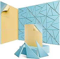 Vista 50 de Paquete de 12 paneles acústicos con autoadhesivos, paneles de espuma a prueba de sonido de 12 x 12 x 0.4 pulgadas, paneles de sonido de alta