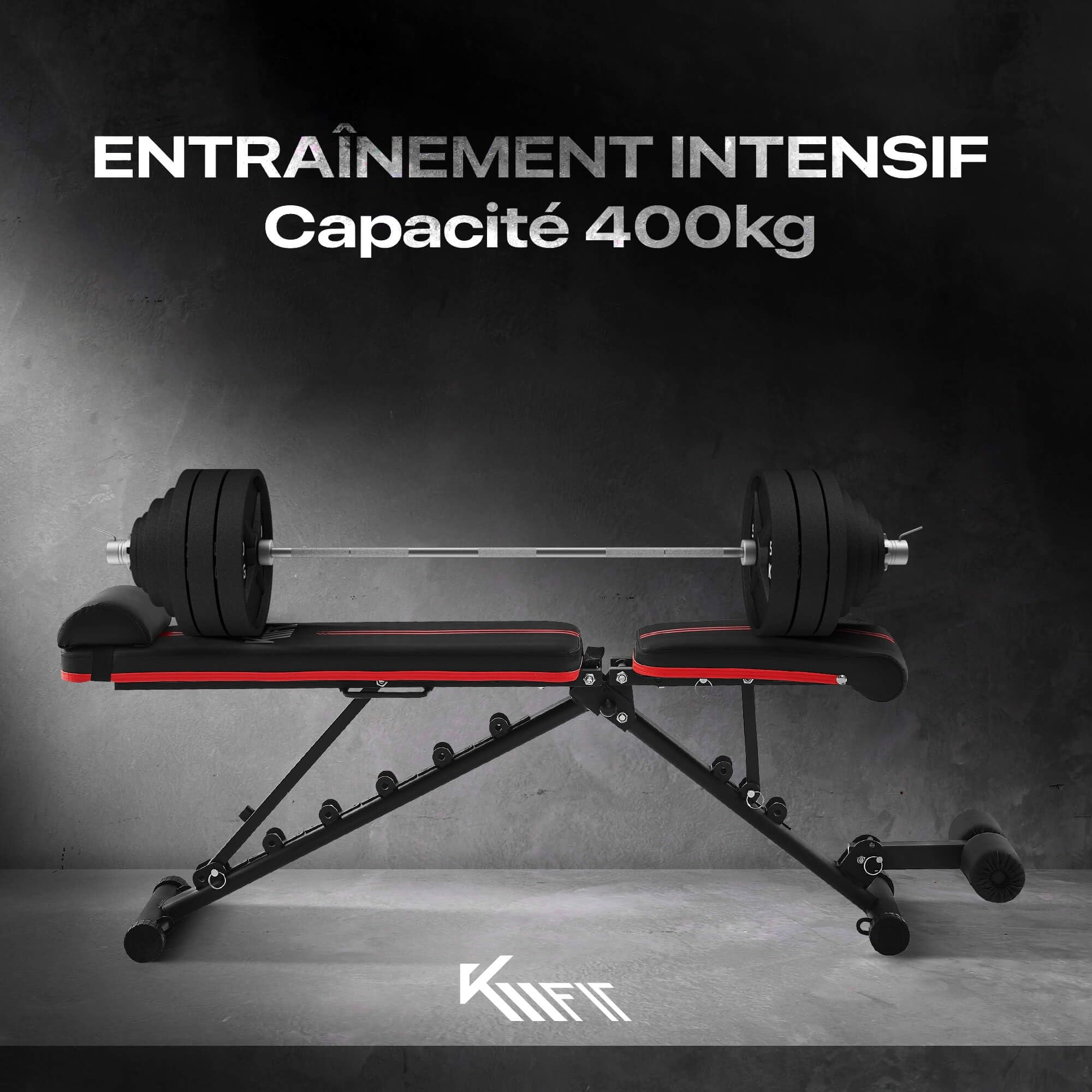 KM-Fit Banc de musculation pliable Multifonction Training Banc de fitness | Dossier réglable en 6 positions | Siège réglable en 3 positions | Surface EVA respirante