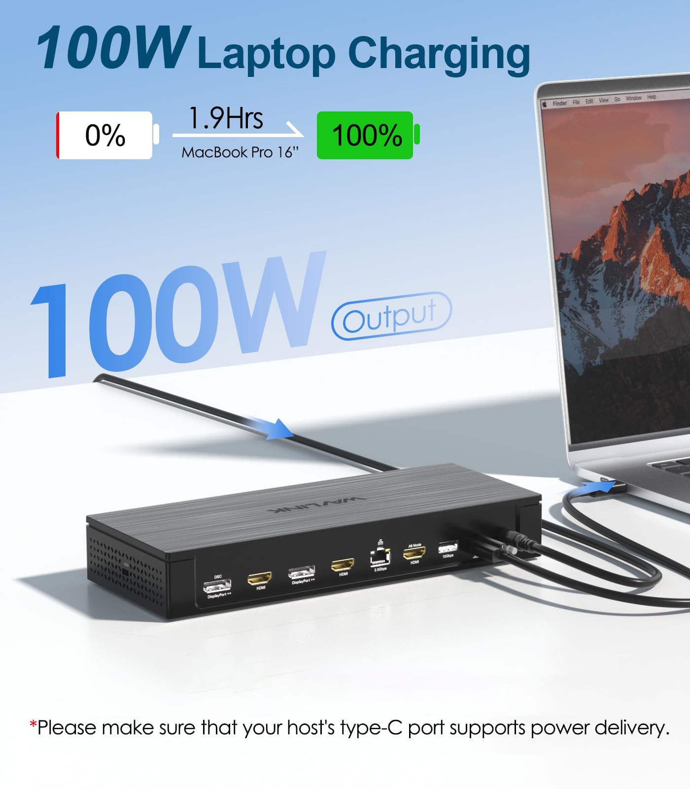Station d'accueil Pro 5 Moniteurs,WAVLINK DisplayLink Dock USB C Support Five 4K Displays for MacBook Neo/Mac/Windows,2X DP1.4(Dual 8K@60Hz),2X HDMI2.0,Alt HDMI, 2.5Gbps Ethernet, PD100W,Pilote requis