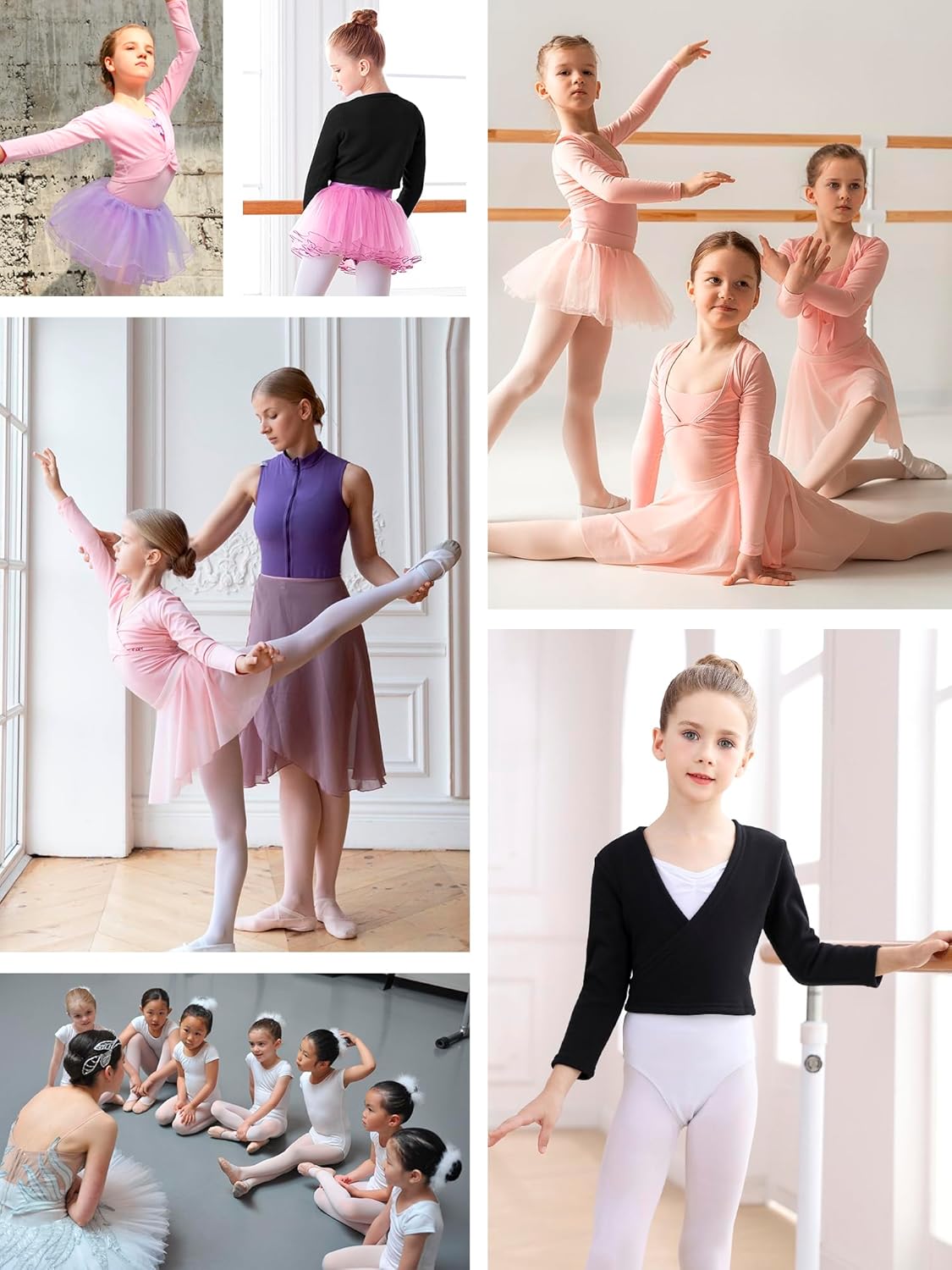 Ballet Wrap Top Girls Ballerina Sweater Fleece Dance Shrug Cardigan Long Sleeve - Image 6