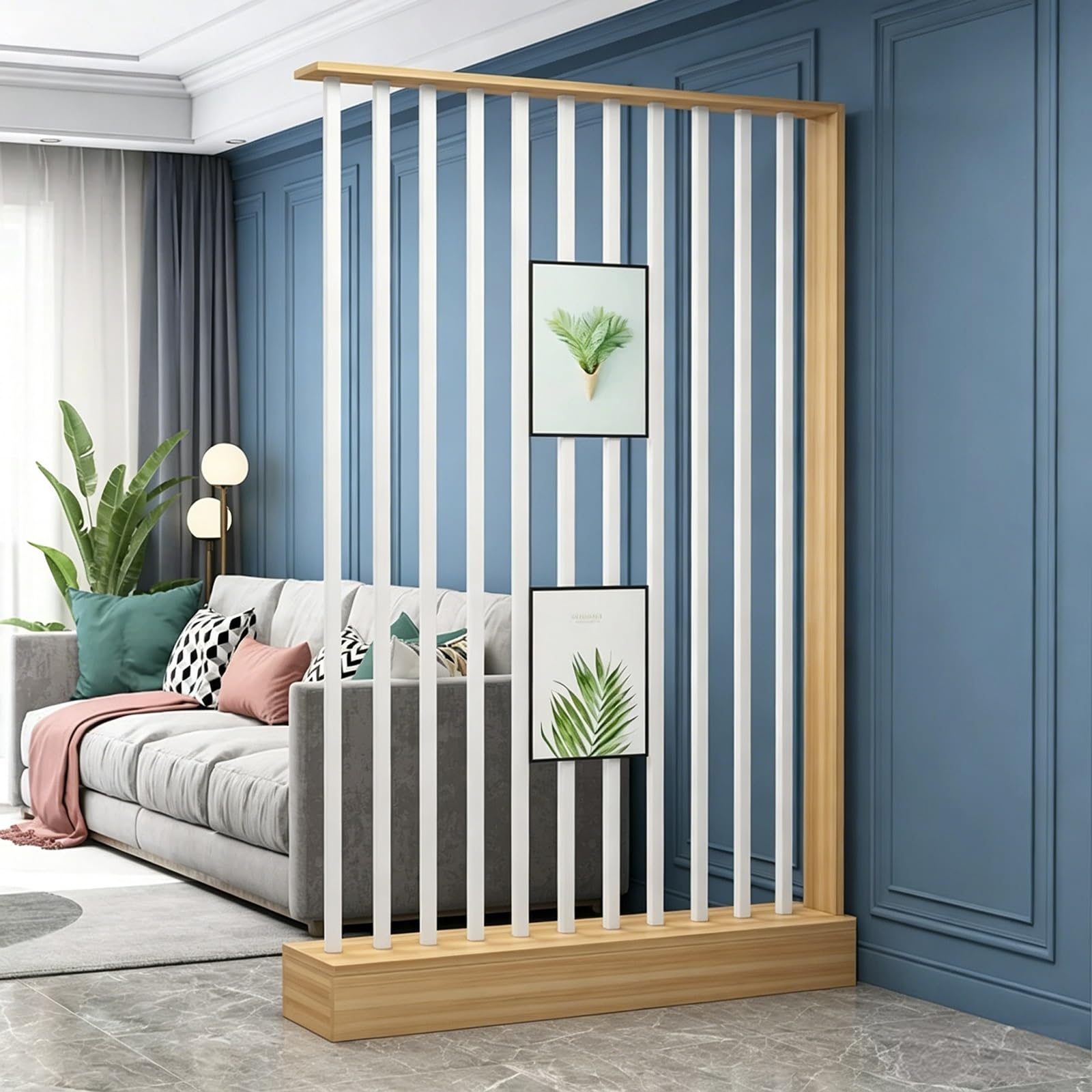 Meihkkud Freestanding Room Divider, Wall Room Divider Screen with Storage Cabinet(F,108cm/42.5in)