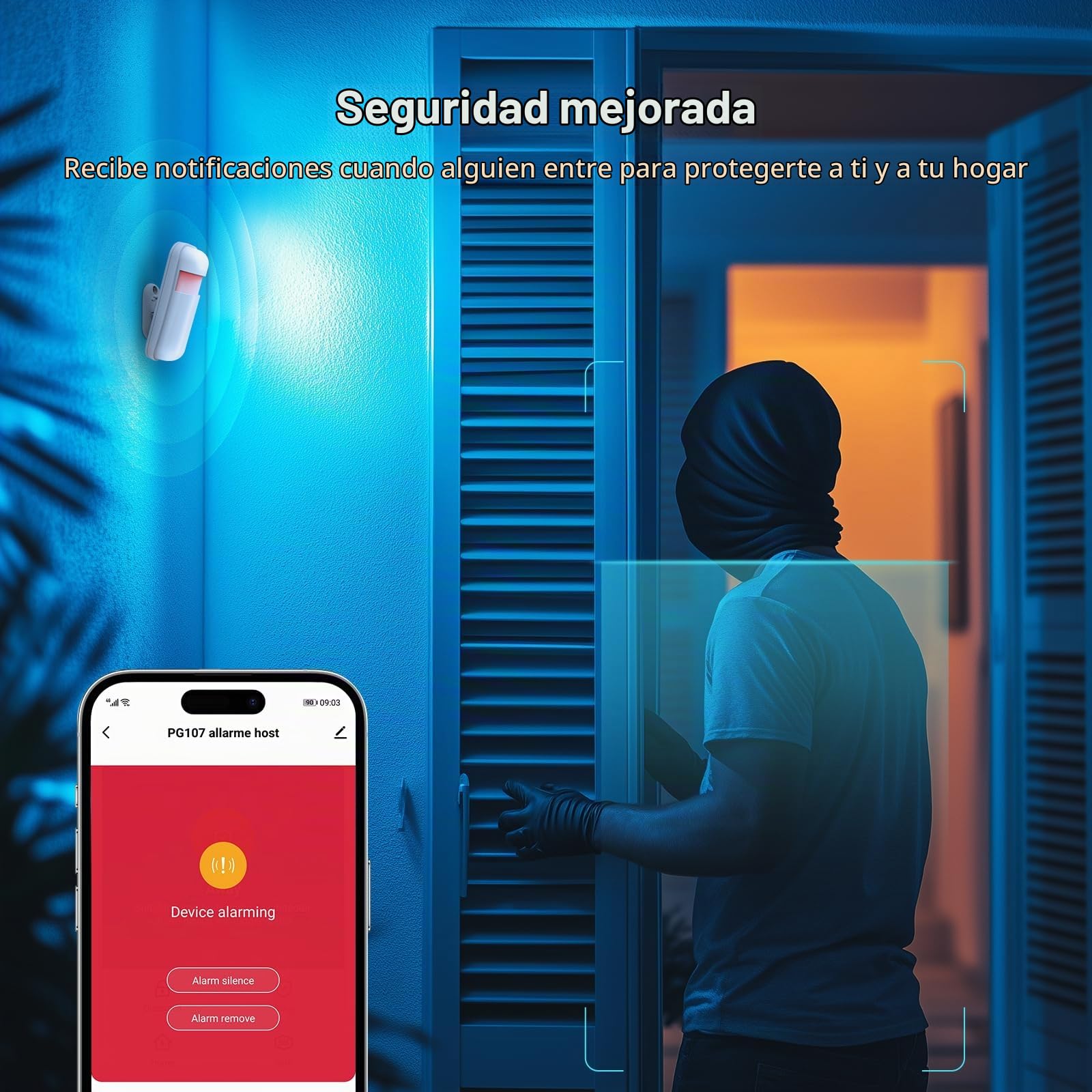 LWOHSI Alarmas Para Casa con Cámara De 3 MP,Sistema de Alarma Doméstica Inalámbrico con Alerta App,120dB Sirena,Detectores de Movimiento,Sensores de Puertas y Ventanas,Compatible con Alexa (25 Piezas)