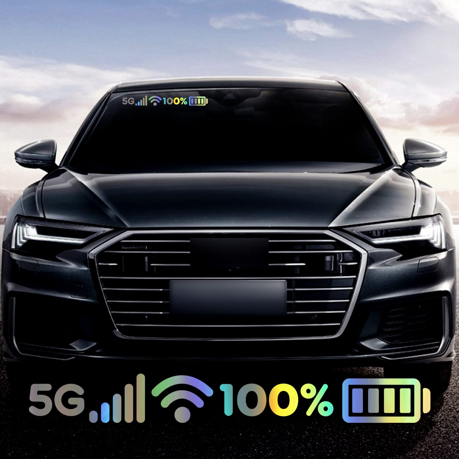 Sygnał 5G WiFi znak pełnej baterii śmieszne naklejki na samochody, naklejki na okno samochodu stylizacja naklejki pojazdu unikalna dekoracyjna naklejka na tylną szybę samochodu elektryczne lustro dekoracja domu, laser