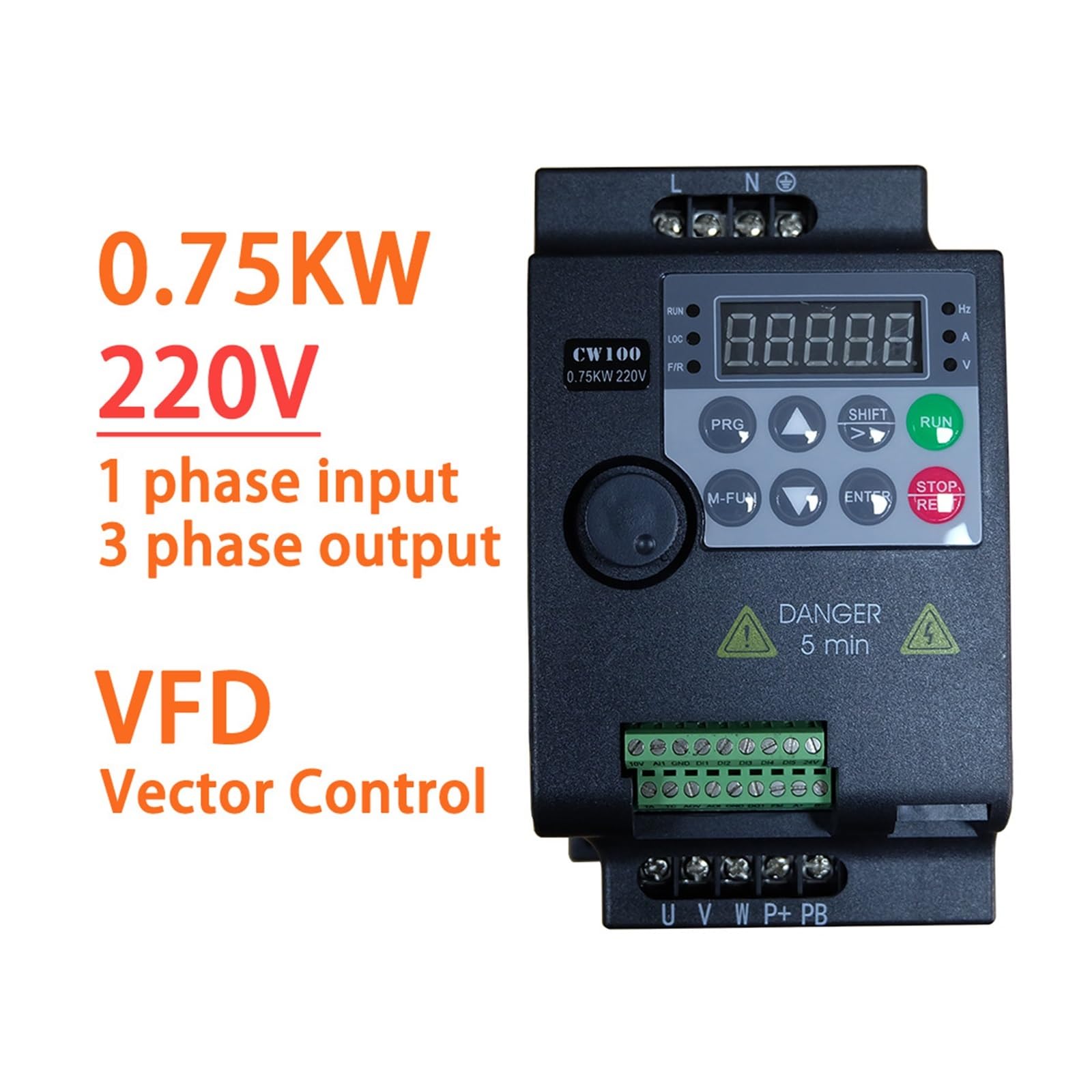 Przetwornica częstotliwości 0,75 kW/1,5 kW/2,2 kW 1/2/3 Ekonomiczny miniaturowy przetwornik częstotliwości VFD do sterowania prędkością silnika(1HP 0.75KW)