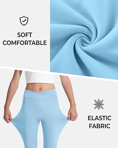 Miniatura 3 de BOOPH Leggings acampanados para niñas con bolsillos cruzados de cintura alta, pantalones de yoga acampanados pantalones deportivos