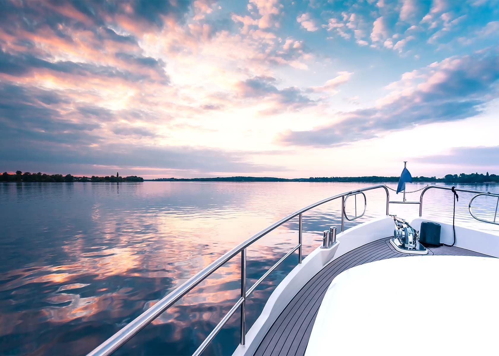 Coast Background - Luxury Cruise Ship Deck at Sunset Yacht Deck Coast in The Distance - Photography Backdrop 7X5FT Photo Background - Great for Photo Studio, Booth, Party, Selfie,Baby
