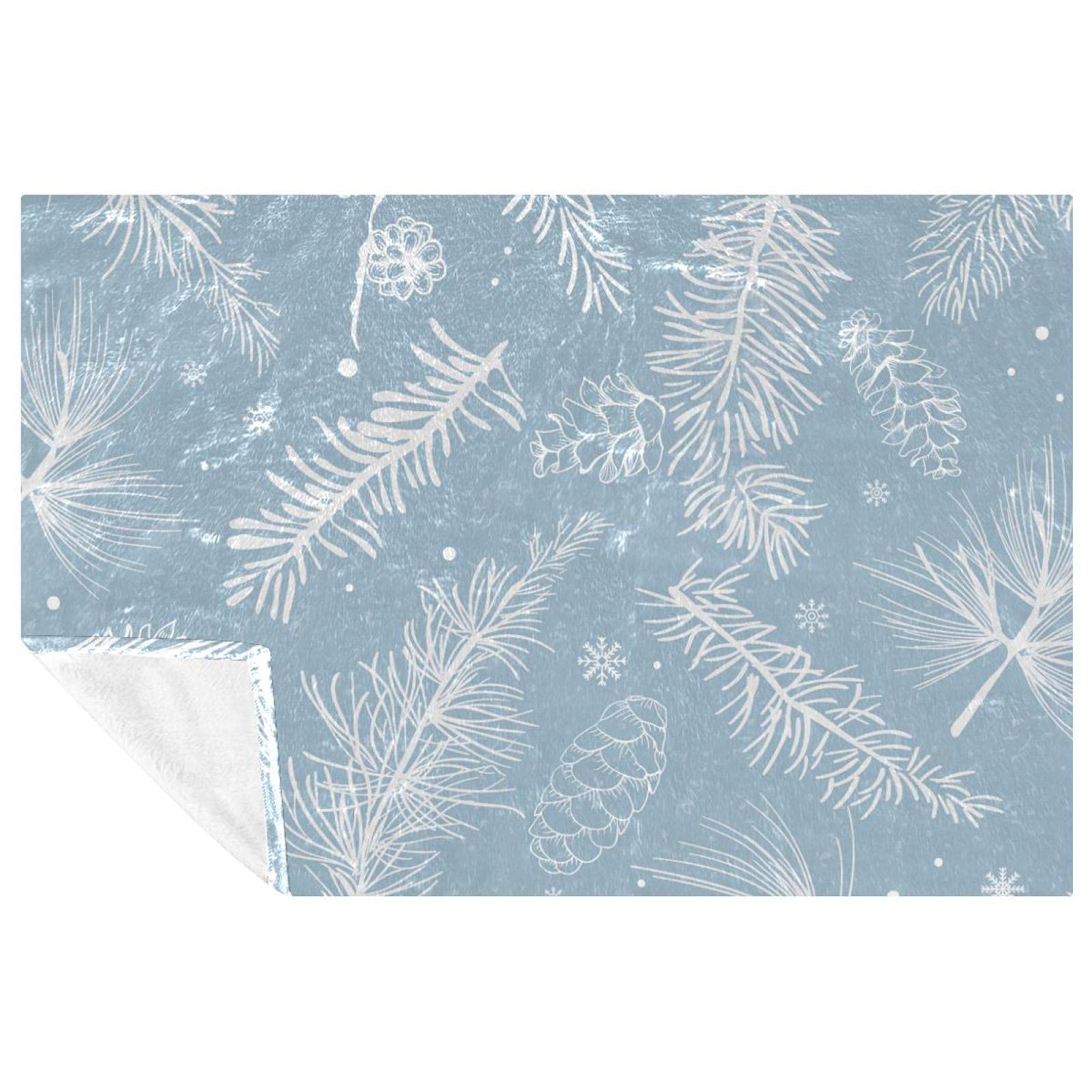 Couverture d'hiver en polaire douce 150x100 cm avec motif pommes de pin