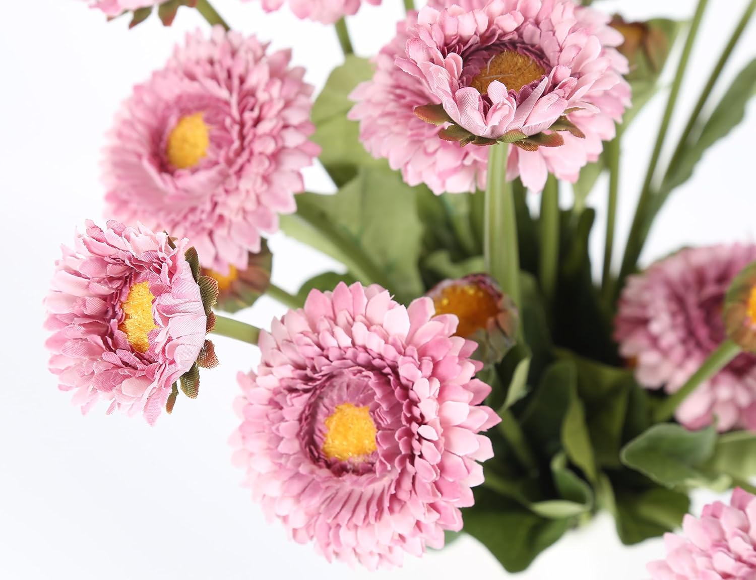 8pcs Chrysanthemum Flowers Artificial Fake Silk Pot Marigold Flowers Faux Daisy Bouquet with Stems for Home Wedding Dining Table Party Decor(Light Purple) - Image 6