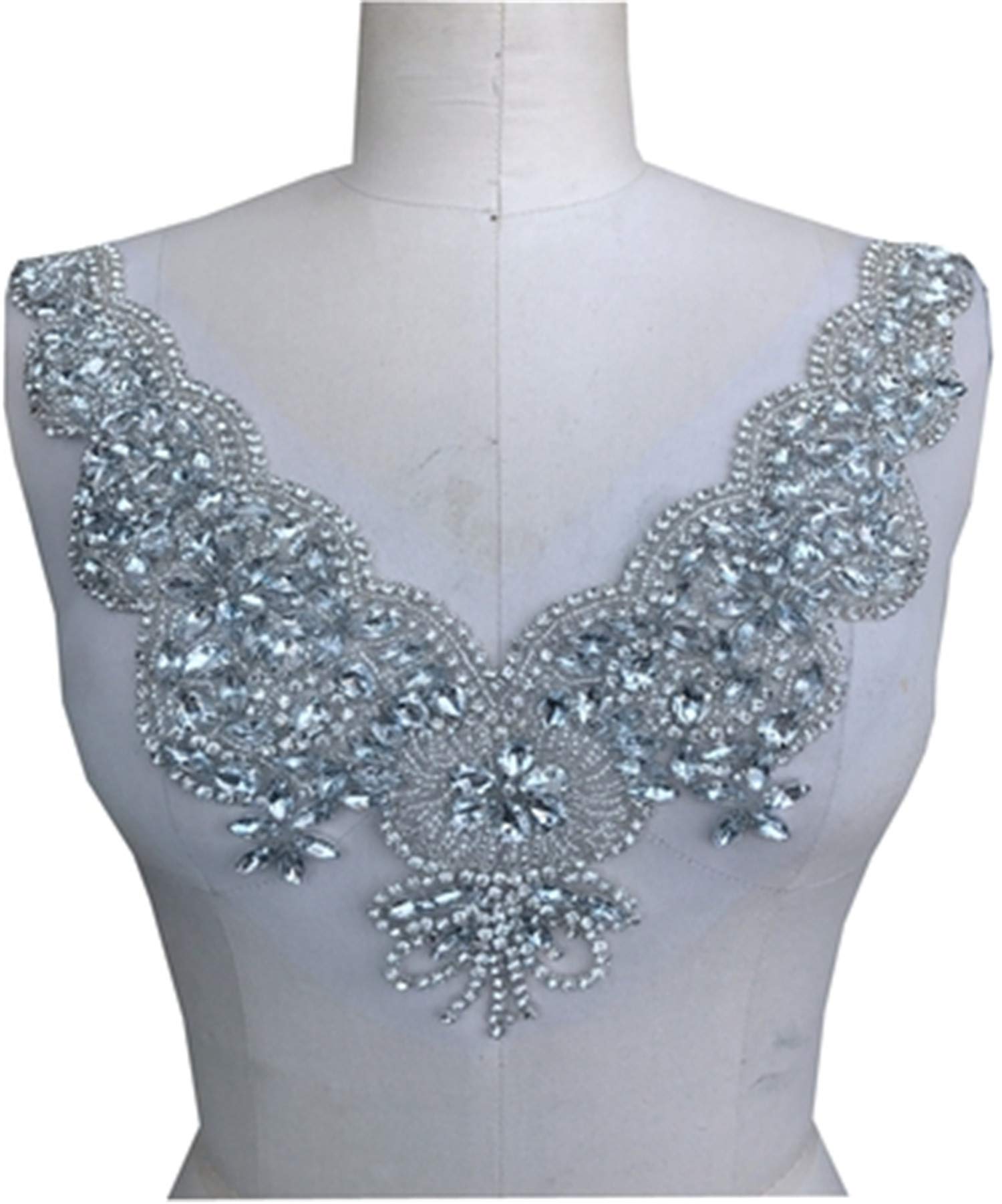 Sprankelende V-Hals Applique Strass Hals trims Riem Kralen Pailletten Lijfje Applique met Taille Riem voor Dans kostuums Party Dress - België