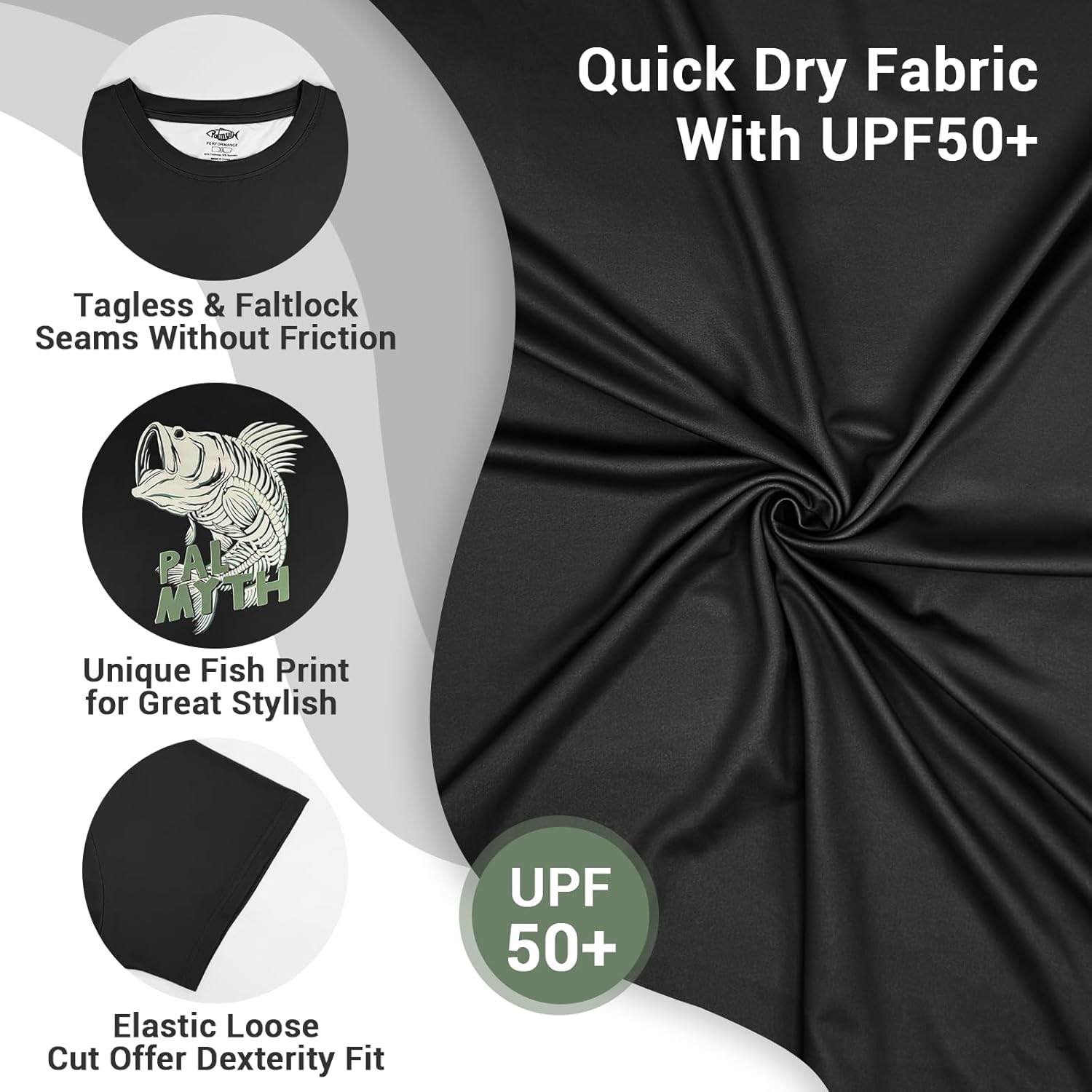 Palmyth Men's Fishing UPF 50+ Sun Protection Short Sleeve T-Shirt - Image 5