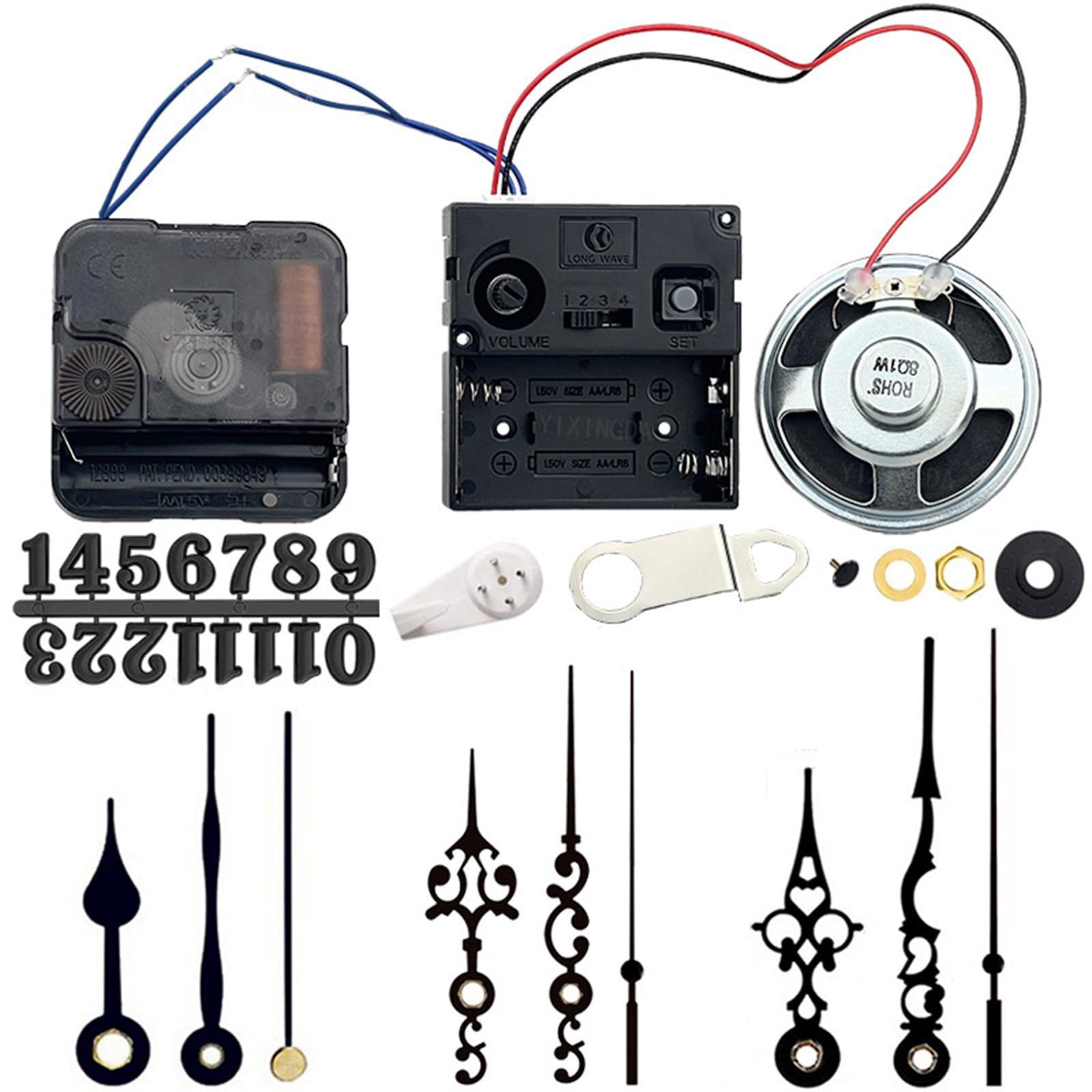 yanwuwa Metal Clock Mechanism Set Battery Powered Motor Replacements 12888 Clock Movement for Wall Clocks for Hobbyists Repair Set