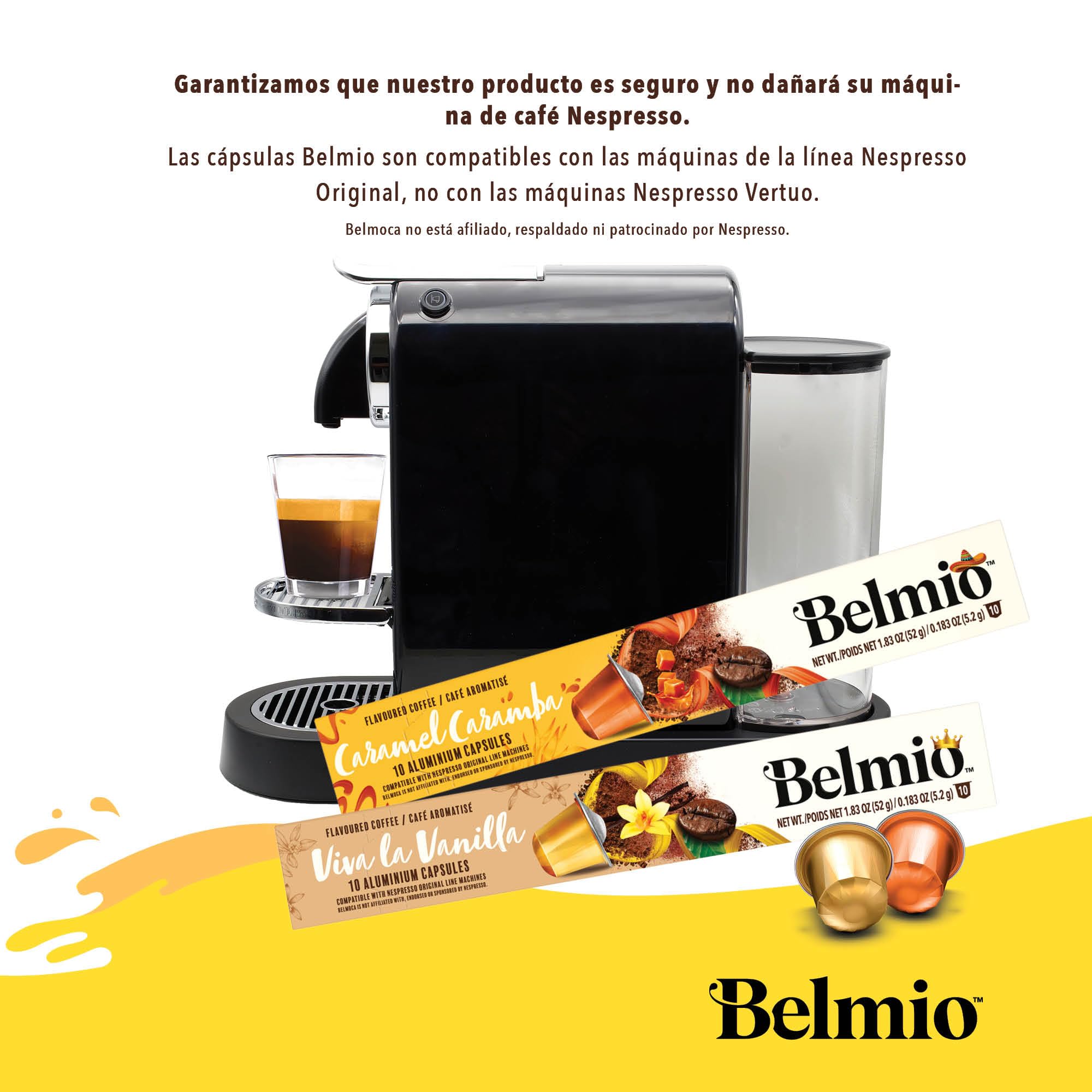 Belmio Cápsulas Nespresso Compatibles, Pack Gama Todos los Sabores, Capsulas de Café Tostado Medio, Intensidad 6 y 7, Auténtica Calidad de Bélgica, 8 Sabores, 100 Unidades