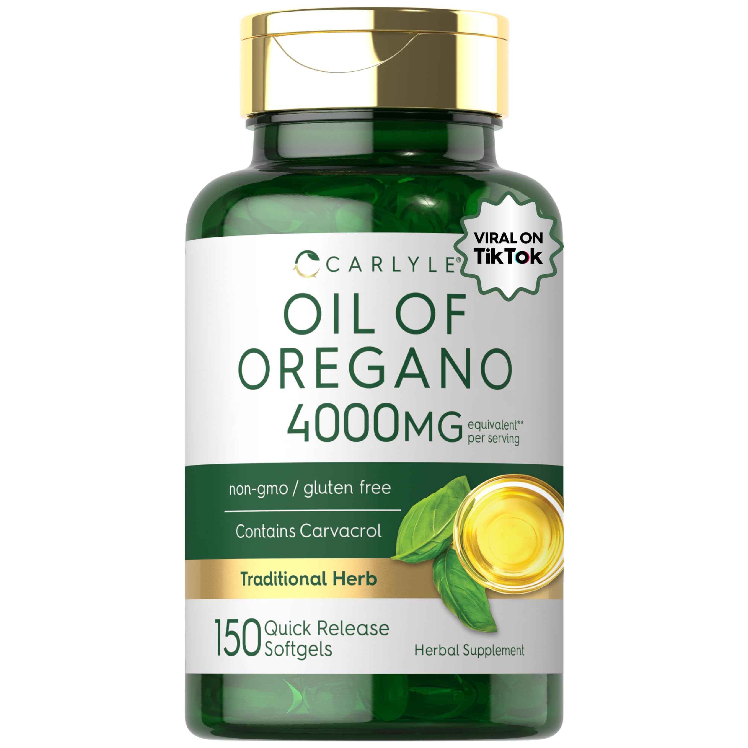Carlyle Oregano Oil 4000mg Supplement | 150 Softgel Capsules | Contains Carvacrol | Non-GMO & Gluten Free Formula