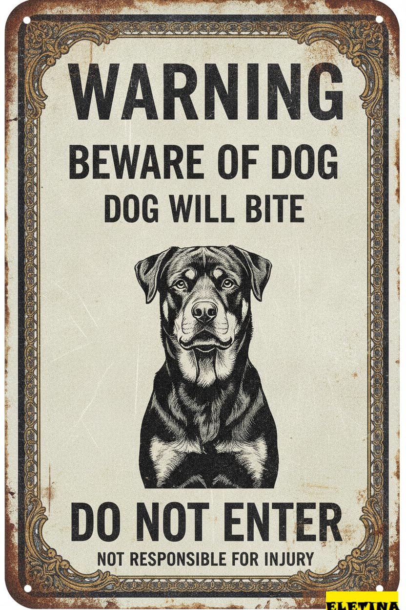 Dog Will Bite Belgian Malinois Tin Sign, 8x12 Inch