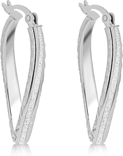Tuscany Silver Sterling Silver Rhodium Plated Textured Stardust Earrings