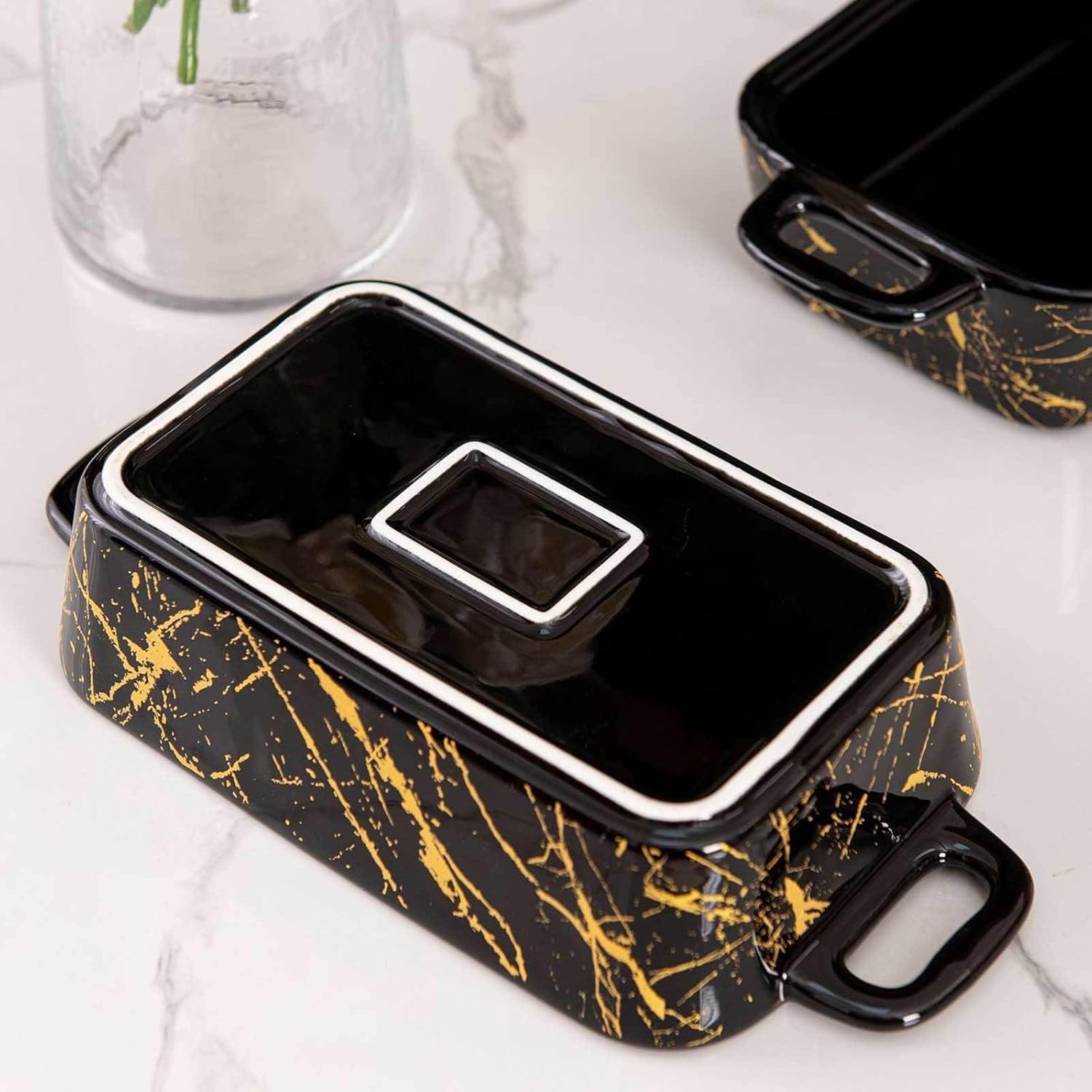 Ceramiczny zestaw naczyń do wycierania - podgrzewacze bufetowe ze szklanymi pokrywkami do cateringu, na wesela, urodziny, imprezy i wydarzenia - 9 x 0,9 QT
