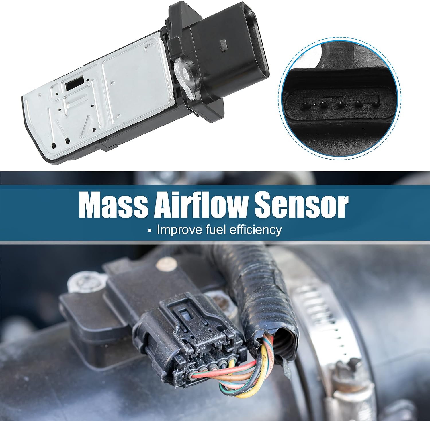 X AUTOHAUX Car Mass Air Flow Sensor Meter Replacement 06F906461A for VW Passat Jetta 2.0L 2006-2008 for VW Golf Eos GTI 2006-2009