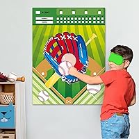 Vista 5 de WERNNSAI Pin The Baseball on The Glove Game – Decoración de fiesta de cumpleaños deportiva, póster de juegos de béisbol con 24 calcomanías