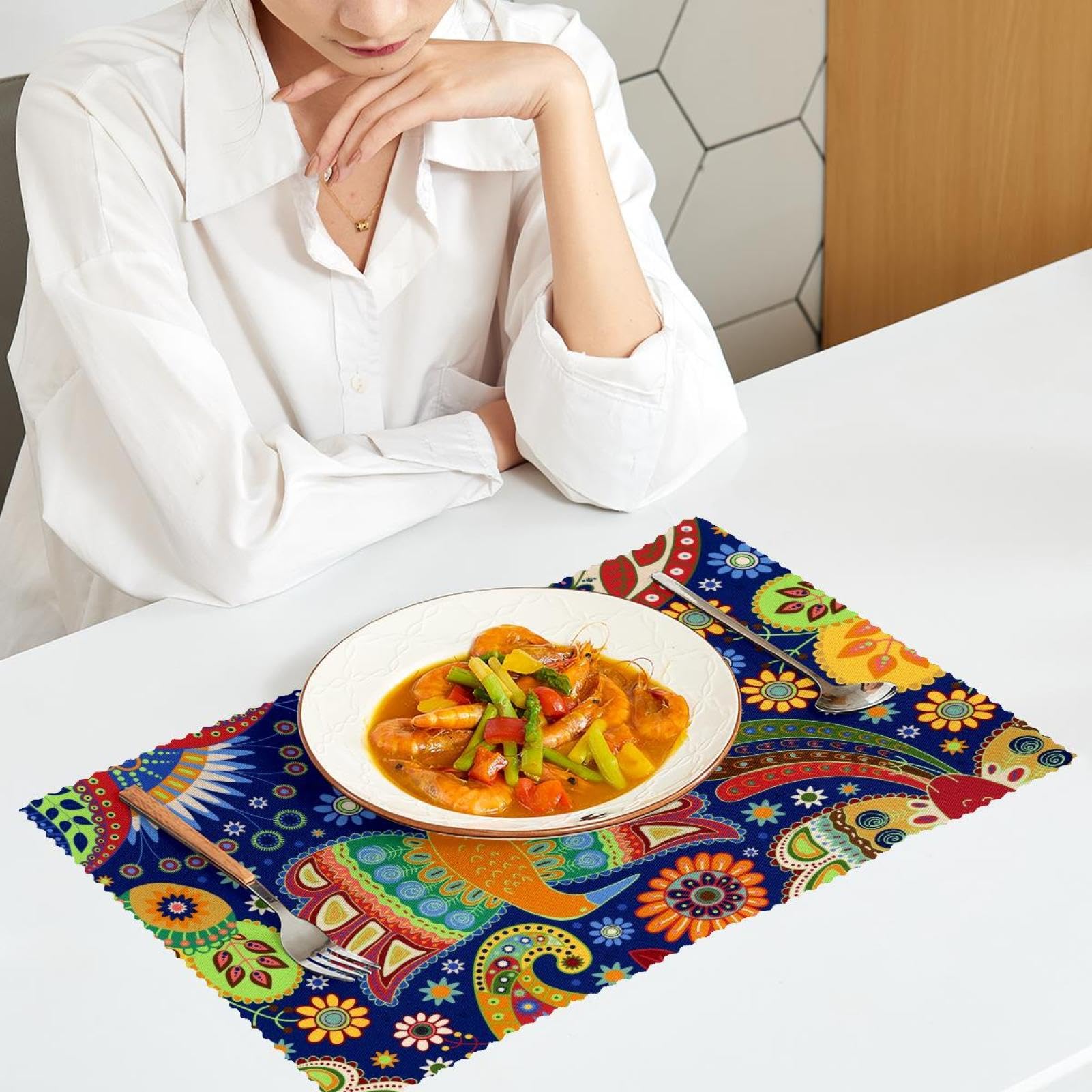 Tischsets mit Paisleymuster, 6er-Set, Platzsets, waschbar, rutschfest, Wärmeisolierung für Küche, Esszimmer, Restaurant, 45,7 x 30,5 cm