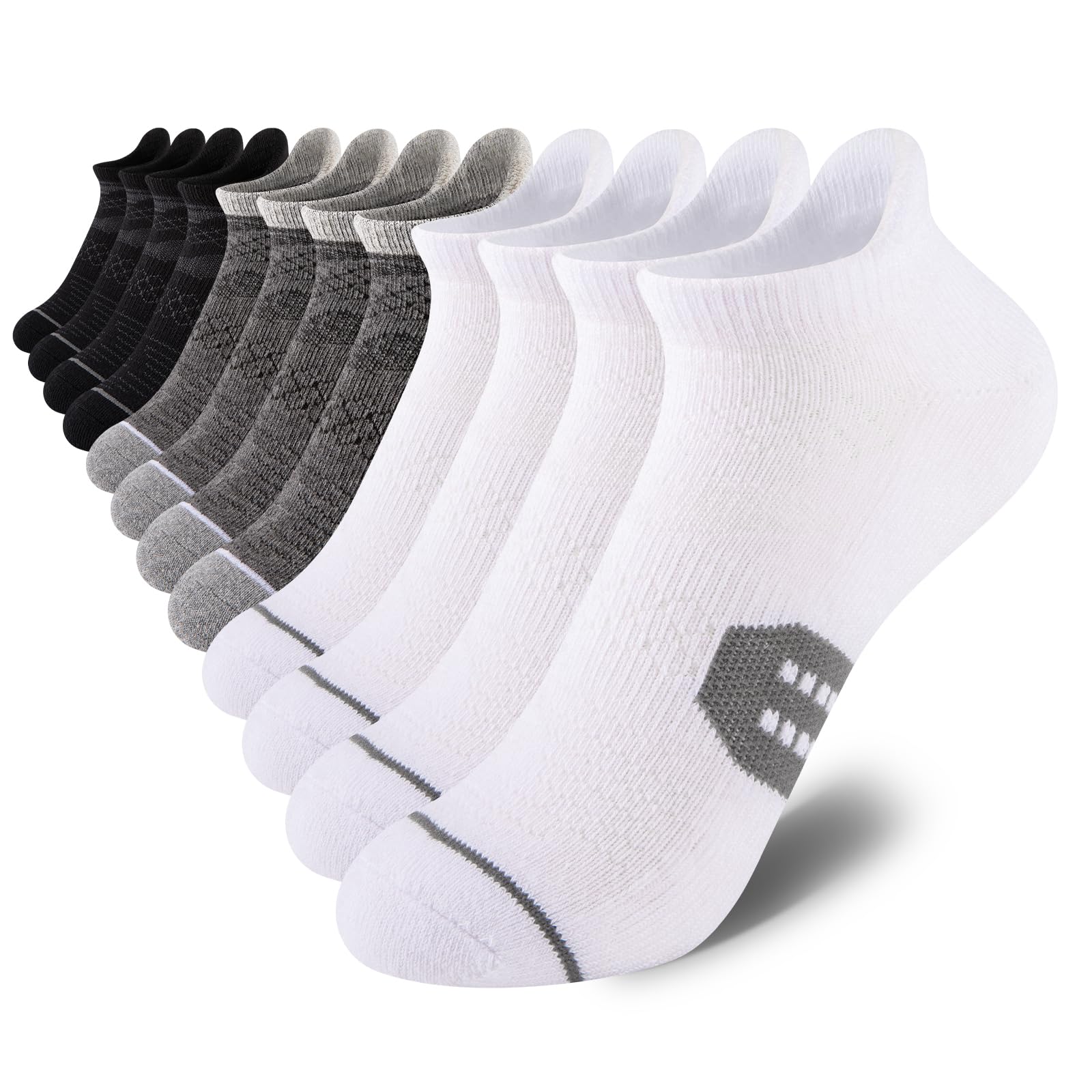 Comfoex Boys Socks Ankle Athletic Cotton Sports Socks With Cushioned Sole Big Little Kids 6-8 8-10 Years Old 6 Pairs