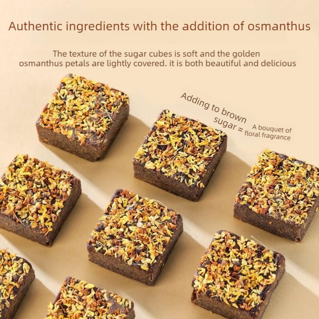 Osmanthus-Braunzucker – Natürlicher Rohrzucker & Osmanthusblüten, keine künstlichen Zusatzstoffe, einzeln verpackt, ideal für Getränke & Backarbeiten