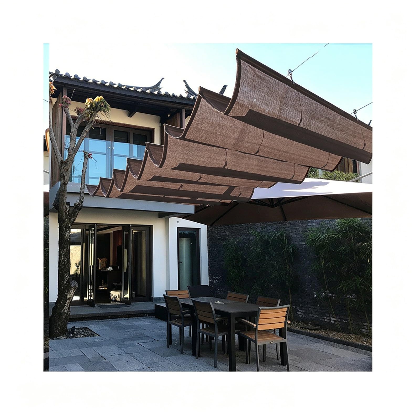 Auvent à vagues pour pergola pour éliminer la chaleur sous la véranda sans assombrir